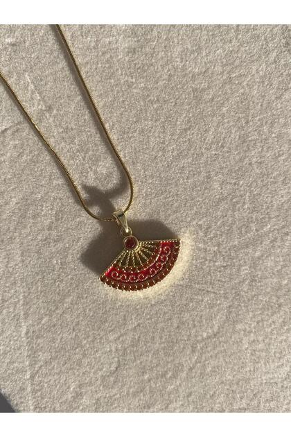 Red Fan Necklace
