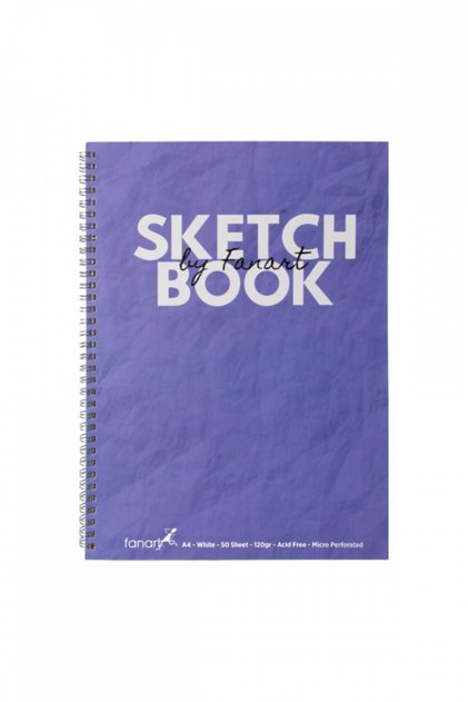Sketch Book A4 Spiral 120 Gr White Paper - Purple
