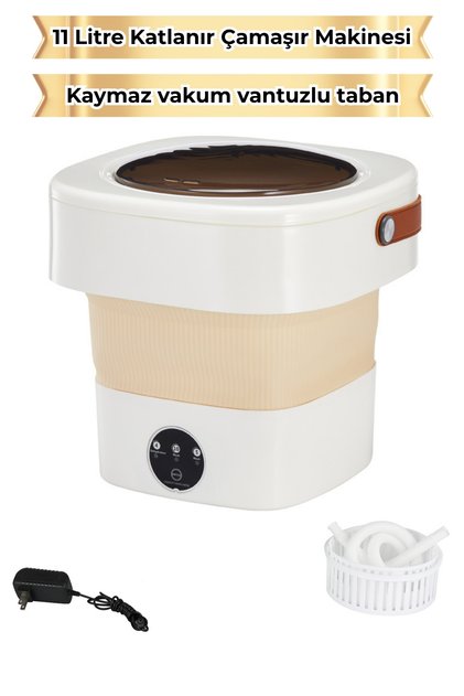 11 Litre Katlanır Mini Çamaşır Makinesi– Taşınabilir Sessiz Bebek Çamaşırı Kamp Seyahat