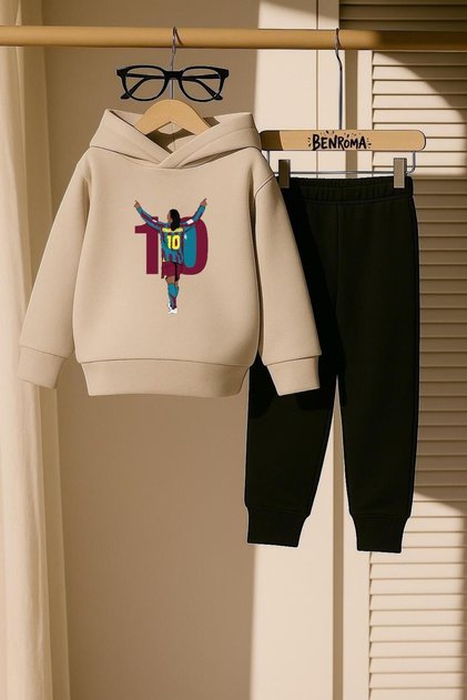 Soccer Player Printed 3 Thread Children's Tracksuit Set
