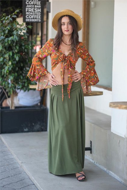Yellow Color Floral Spanish Sleeve Blouse