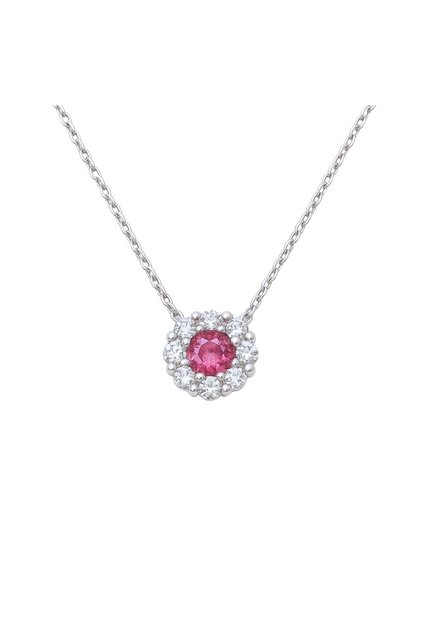 Lant Aur 14k Alb cu Rubin 0.150ct si Diamante 0.045ct