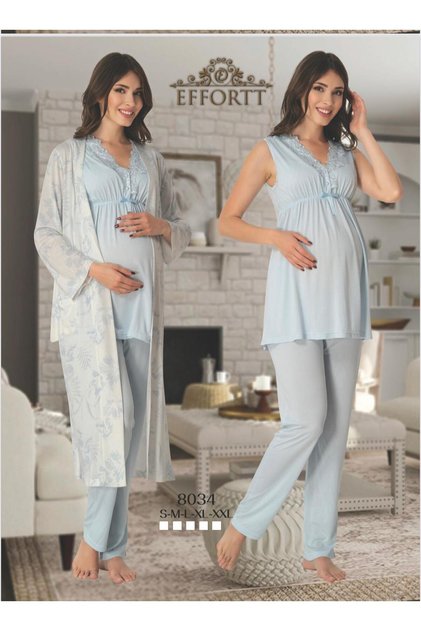Maternity and Postpartum Pajama Set with Robe