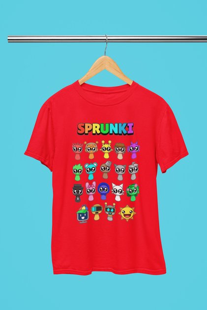 Sprunki Printed Cycling Collar 100% Cotton Children's and Youth Tshirt