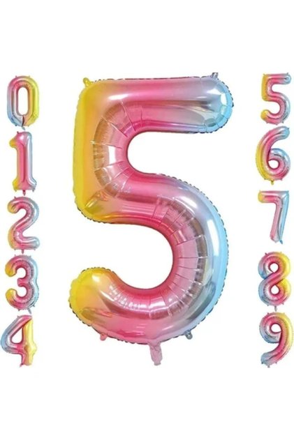 5 Years Old Colorful Foil Balloon 34 Inch (76-82 cm)