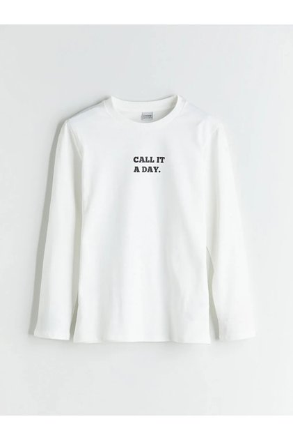 Lcw Kids Ecru Crew Neck Boy T-Shirt