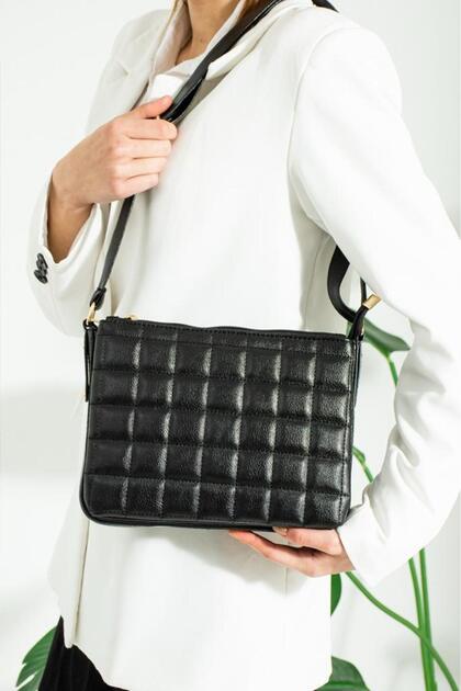 1357 Quilted Pattern Plain Skin Leather Women's Cross-Body Shoulder Bag