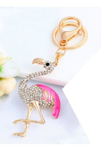 Cute Stylish Attractive Durable Alloy Materials Flamingo Shape Pendant Keyring Handbag Decoration Ke
