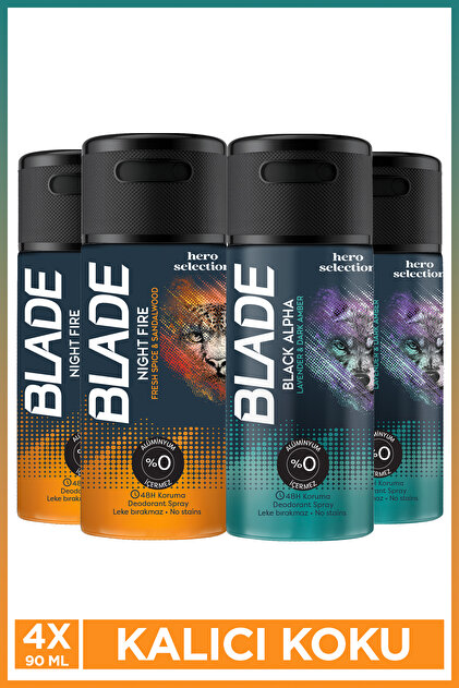 アロマグッズ fine base men's Deo8400 Blade Black Alpha & Night Fire Erkek Alüminyumsuz Deodorant 4x90