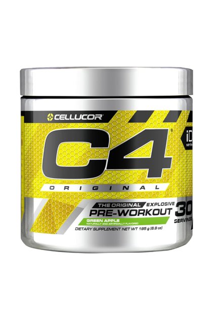 C4 Original Pre Workout Zero Sugar, Beta-Alanine, Vitamin C, Green Apple - 30 Servings