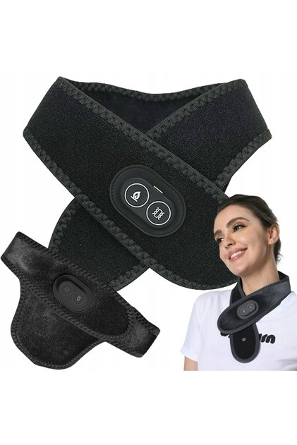 Centura masaj cervical, 3 trepte caldura si vibratii, inchidere velcro, cablu USB, 65 x 14 cm