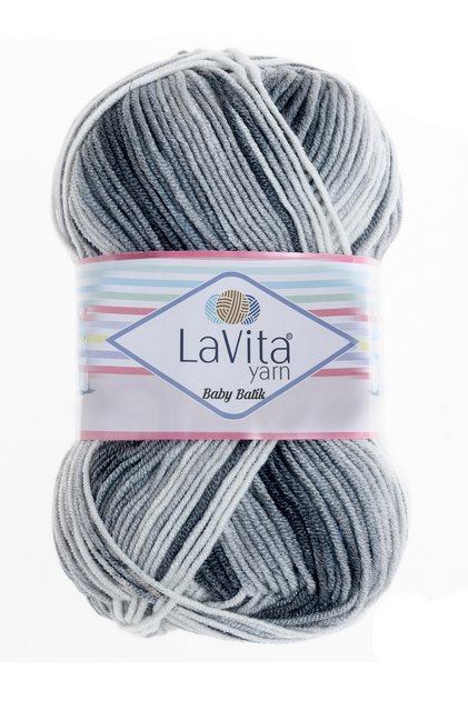 Baby Batik višebojna pređa za ručno pletenje 100% A Akril 100gr (BY13 SIVA CRNA)