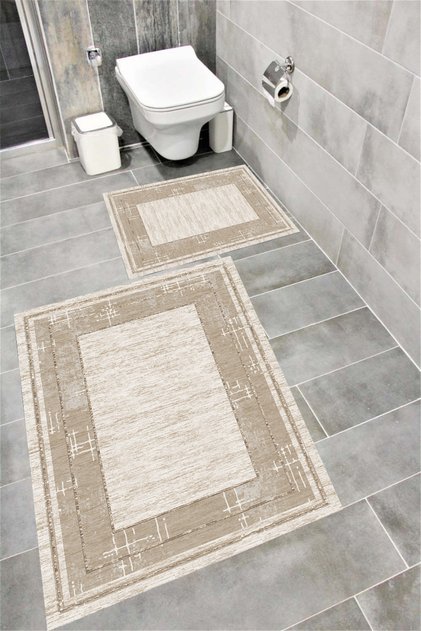 Water Resistant Digital Printed Bath Mat Set with Non-Slip Base