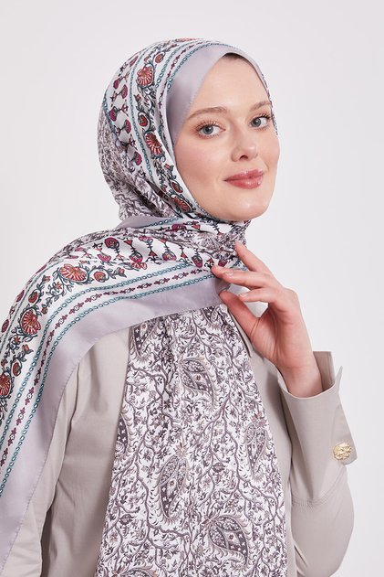 Silver Mini Flower Indian Silk Shawl