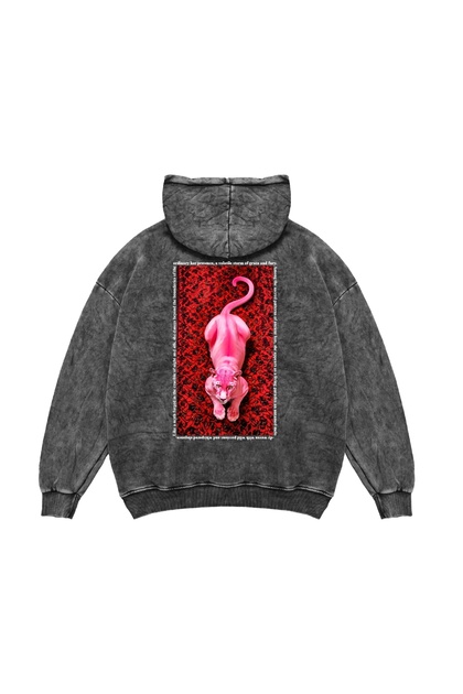 Pink Panther Oversize Unisex Washable Black Hoodie