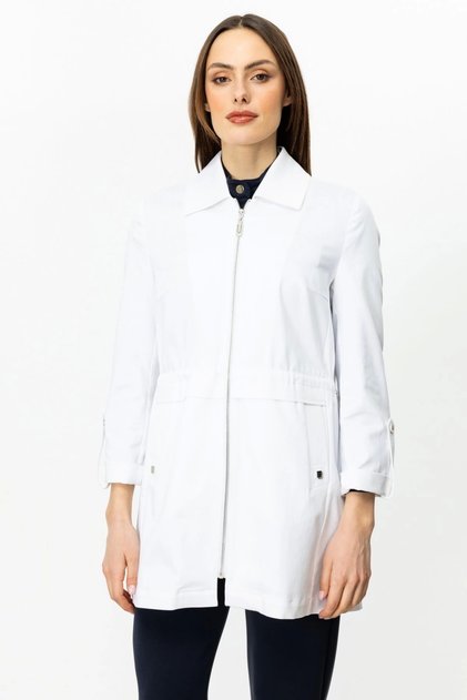 Elastic Waist Zippered Trench Coat 07044
