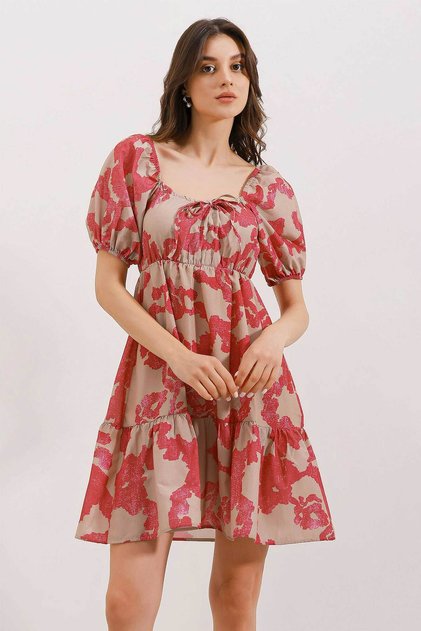 Women's Flared Poplin Dress D.Fuchsia 1151