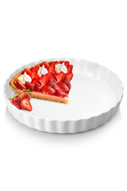 Tavă ceramică pentru tartă, albă, 24,5 cm