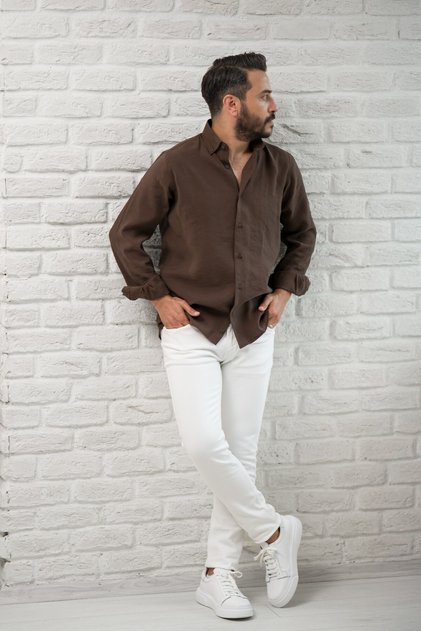 Regular Fit Collar Buttoned Summer Modal Fabric Men's Shirt