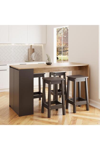 Bimossa Edgar G4822 4 Adet Sepet Tabureli Modern Mutfak Adası