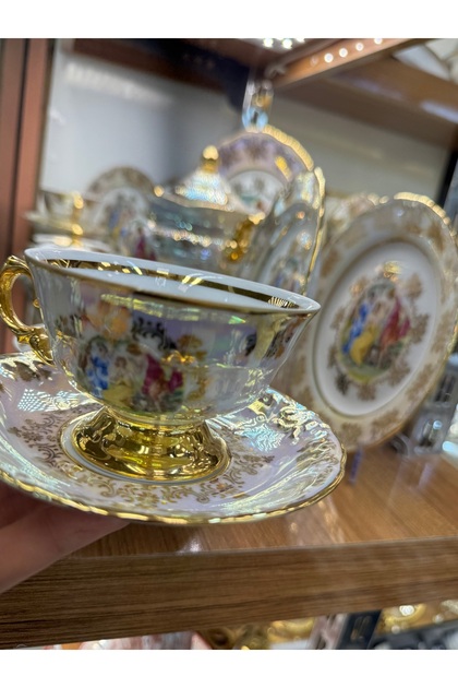 ESTERHOMEDECOR 24 parça tabaklı Çekoslovak çay seti