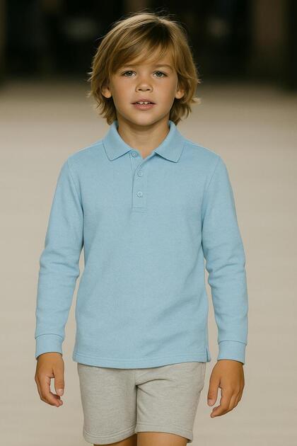 Unisex Children's Solid Color Polo Neck Long Sleeve School T-Shirt