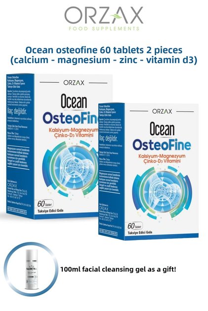 Osteofine (Calcium-Magnesium-Zinc-Vitamin D3) 60 Tablets 2 Pcs + 100ml Facial Cleanser Gift