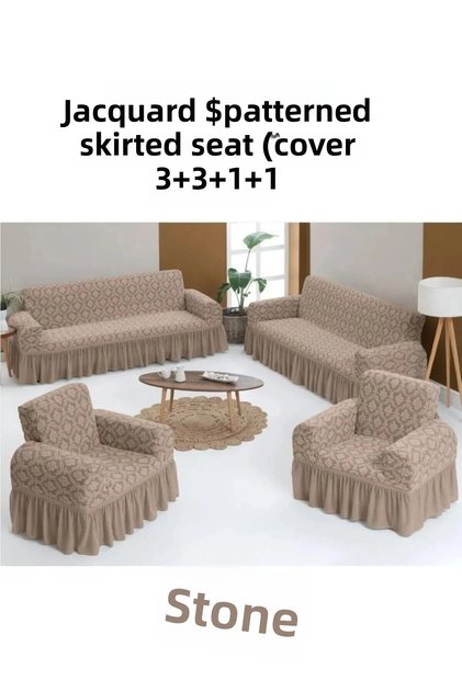 Jacquard Shawl Pattern Sofa, Sofa, Sofa Bed Cover, Lycra, Skirted, Seat Cover 3+3+1+1 Set