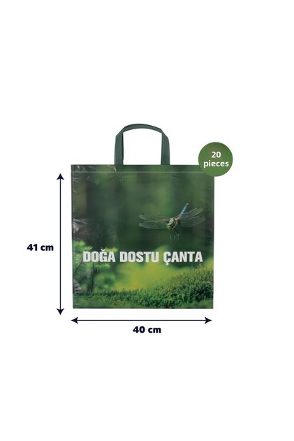 20 Pieces Gusseted Eco-Friendly Green Shopping Bag 40X41X10Cm