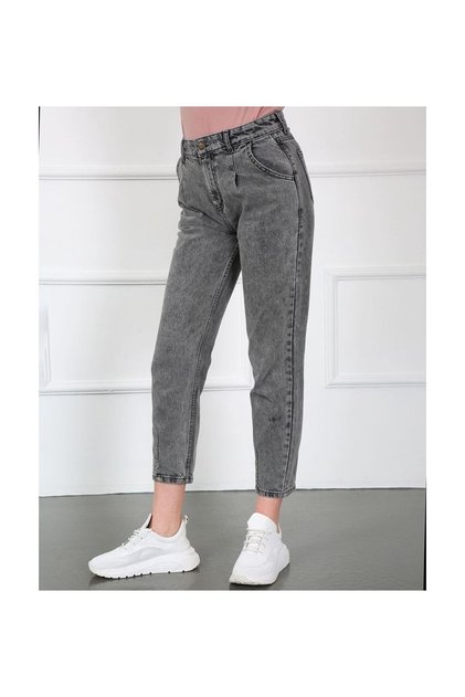 Cuff Clamp Jeans Gray