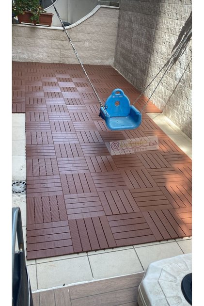 Plastik Deck 30x30 Balkon Bahçe Teras Havuz Kenarı Yer Döşemesi Dayanıklı 10 Adet Kahverengi