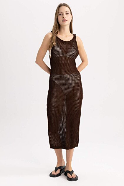 Defacto Fall In Love Regular Fit Knitwear Beach Dress- Trendyol