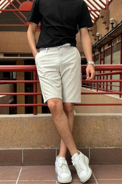 Men, Waist Lace-Up, Linen Look, Regular Fit, Old Money Culture, Shorts 167-1