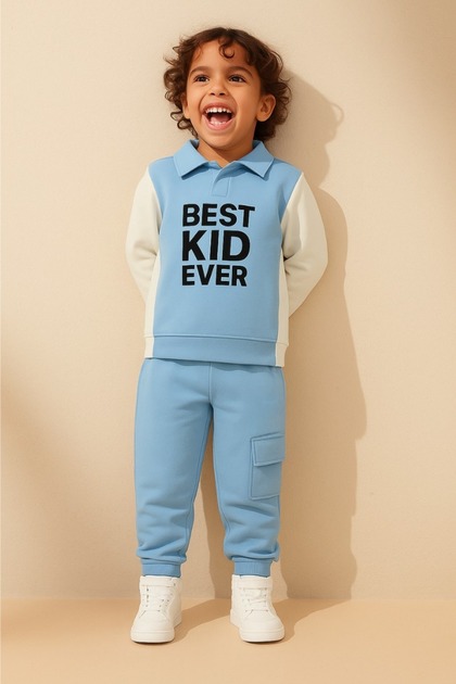 Erkek Çocuk Takım Eşofman Takımı Sweat & Kargo Cepli Alt 2'li Spor Set Mevsimlik 4-8 Yaş