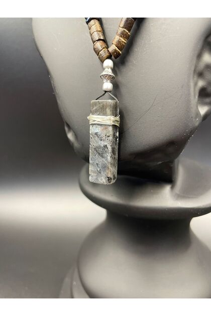 Energy and Protection – Lavrakist, Batman Onyx, Thermal Natural Stone, Hematite Men's Necklace