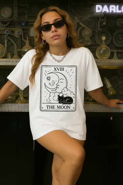 The Moon Printed Oversize Unisex T-Shirt