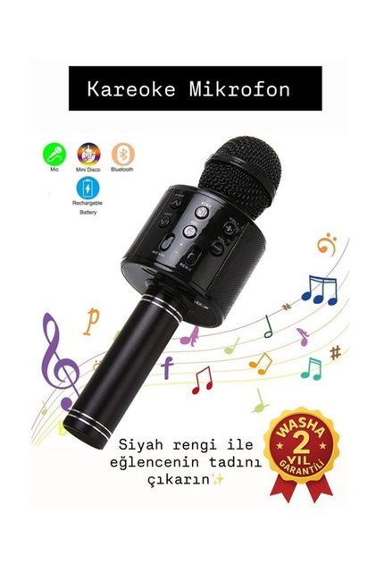 Türkçe Seslendirme Karaoke Mikrofonu Bluetooth Mikrofon Bluetooth Speaker Hoparlör Aux-Tf-Usb Giriş