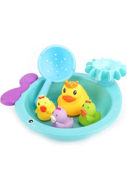 Floating Duck Family Set – Assorted Mini Ducks with Boat and Sieve