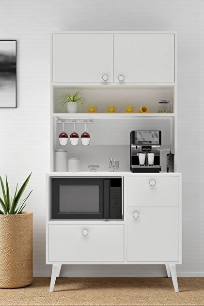 FLORADESİGN Latte Kahve Köşesi / Çok Amaçlı Dolap / Airfryer