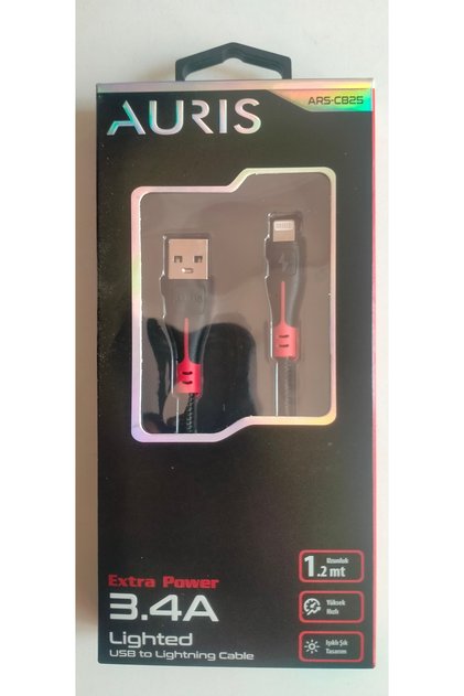 CB25 Usb To Lightning ışıklı örgü kablolu şarj ve data kablosu