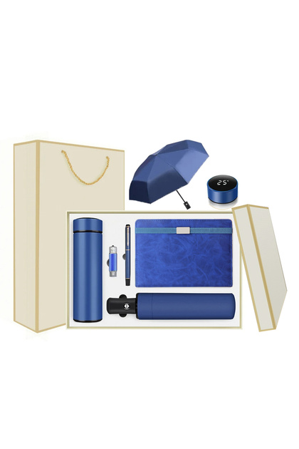 Set cadou premium business – agenda nedatata, pix metalic, termos cu afisaj digital, umbrela UV, USB