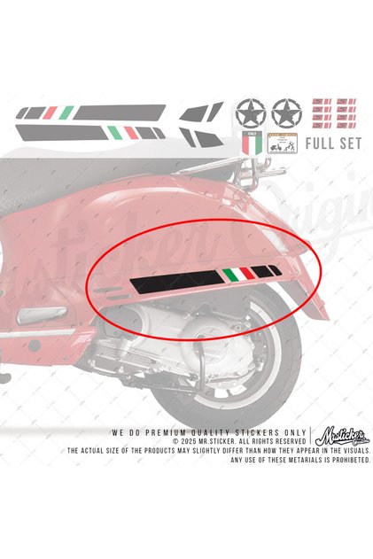 STS17 Italy Ozel Seri Vespa GTS250 GTS300 Uyumlu Yan Çıta Sticker Seti