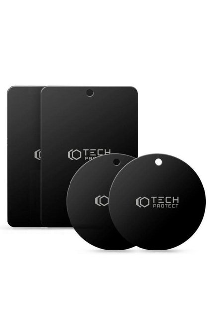 Set 4 placute metalice Magnetic pentru suporturi auto, Adeziv 3M (Negru)