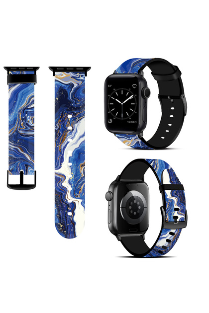 Apple Watch 38mm 40mm 41mm 42mm | Stylish Pattern Silicone Bands | Blue Marble