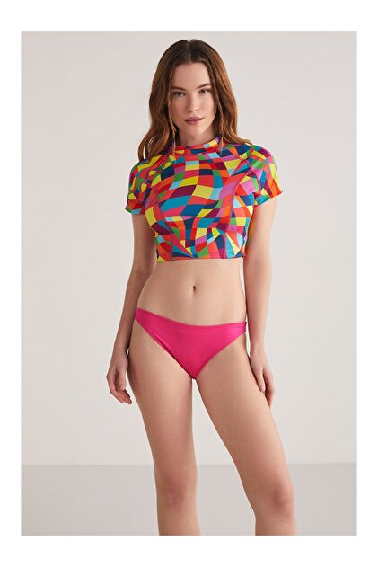 Kom Rainbow Geometrik Desenli Crop Bikini - Fiyatı, Yorumları