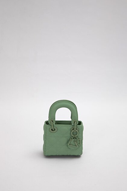 Green Mini Size Handbag with Accessory Detail