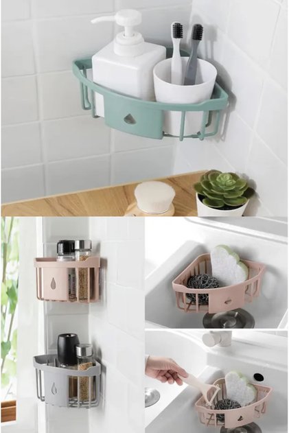 Kitchen Bathroom Shower Shelf Corner Wall Mounted Shelf Storage Rack Organizer Kitchen Shelf