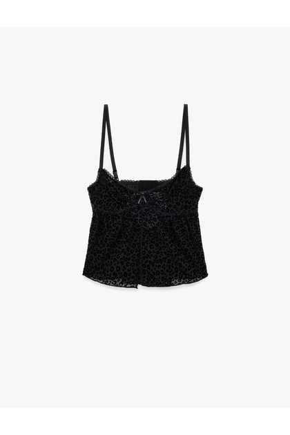 Thin Strap Leopard Print Camisole Pajama Top