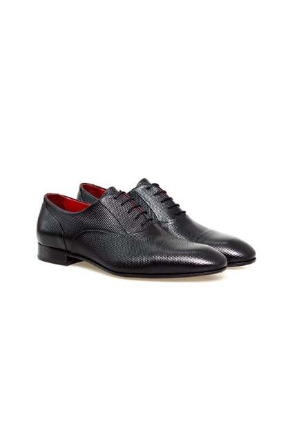 Black Color Lace-Up Genuine Leather Men's Shoes