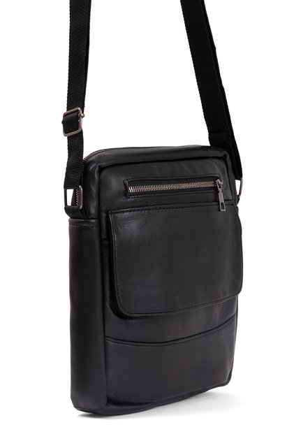 Men's Black Large Long Strap Messenger Bag Messenger